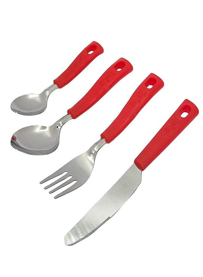 UNLOCK® Super Premium Stainless Steel Cutlery Set | 24-Piece Dining Table Set with Stand | 6 Tea Spoons, 6 Dessert Spoons, 6 Dessert Forks, 6 Butter Knives | Durable, Rust-Free Tableware – Red - Image 4