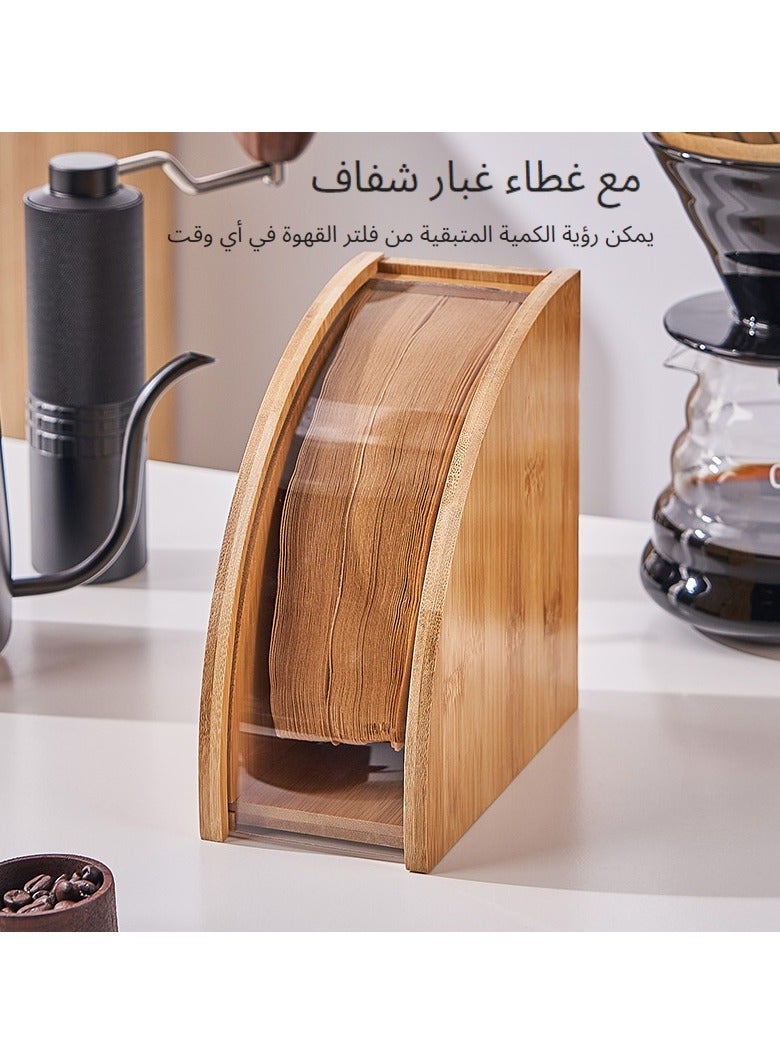 XICEN Bamboo Coffee Filter Holder, Coffee Filter Box with Dust Cover, Conical Filter Paper Stand for Coffee Filter Storage, Coffee Accessories for Kitchen Cafe  - Image 3