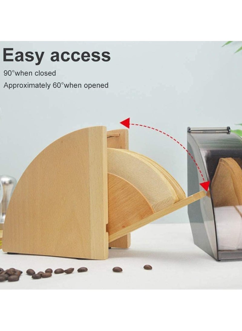 XICEN Bamboo Coffee Filter Holder, Coffee Filter Box with Dust Cover, Conical Filter Paper Stand for Coffee Filter Storage, Coffee Accessories for Kitchen Cafe  - Image 4