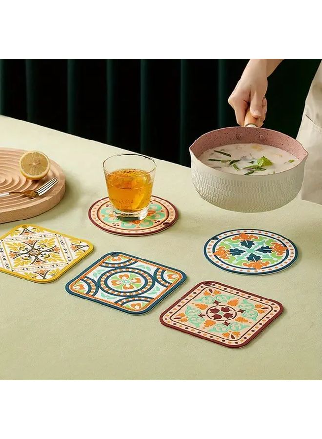 Random Color Vintage Style PVC Coaster Set For Cups Pots Holiday Christmas Gift - Image 1