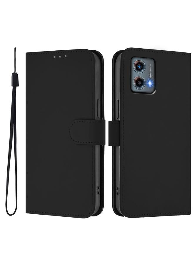 S-TOP Case For Motorola Moto G 5G 2023 Skin Feel Solid Color Leather Phone Case with Lanyard - Image 2