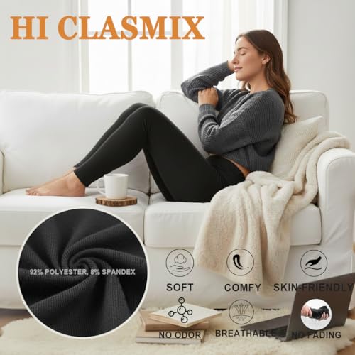 Hi Clasmix 3 Pack High Waisted Leggings for Women- Full Length Capri Black Buttery Soft Tummy Control Yoga Pants for Workout Athletic - Image 2