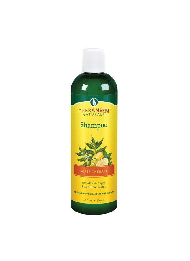 thera neem - TheraNeem Scalp Therapy Shampoo | Protects, Nourishes and Calms Sensitive Scalp with Organic Neem, Lemon and Peppermint Oils | For Dry, Itchy Scalp, and Scalp Buildup | Vegan and Cruelty Free | 12oz - Image 1
