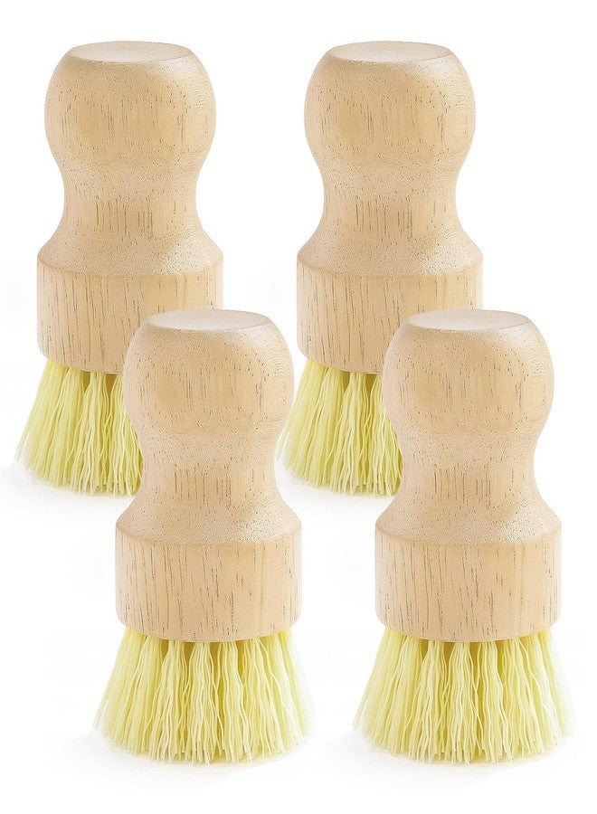LoveBB 4-Pack Bamboo Dish Brush, Palm Brush Dish Scrubber with Nylon Bristles for Cleaning Pot, Pan, Kitchen Sink, Cookware & Vegetables - Image 1