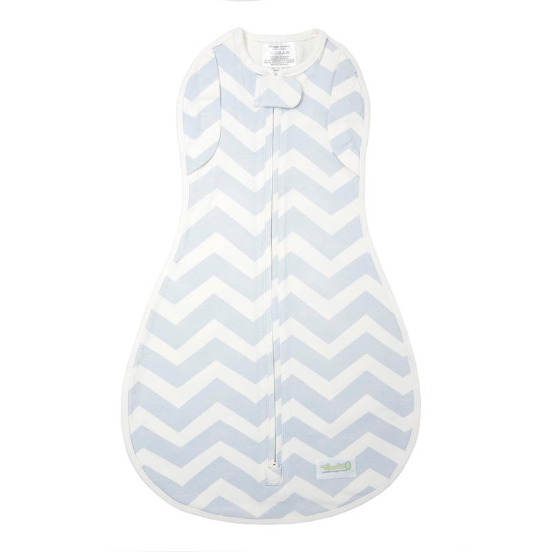 Woombie Convertible Baby Swaddle Blanket, Converts to Wearable Blanket for Babies Up to 6 Months, Blue Chevron, 14-19 lbs - Image 1