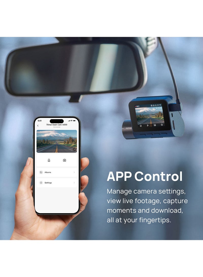 70 ماي كاميرا داش A200 تسجيل مزدوج القناة 1080P HDR شاشة IPS 2'' مراقبة وقوف السيارات 24 ساعة 70mai DVR A200 تطبيق WIFI زاوية رؤية 130° - Image 4