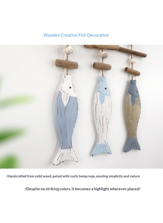 Creative Wooden Seashell Fish Pendant, Fish Ornament, Decorative Wall Hanging For Living Room And Bedroom - Image 4