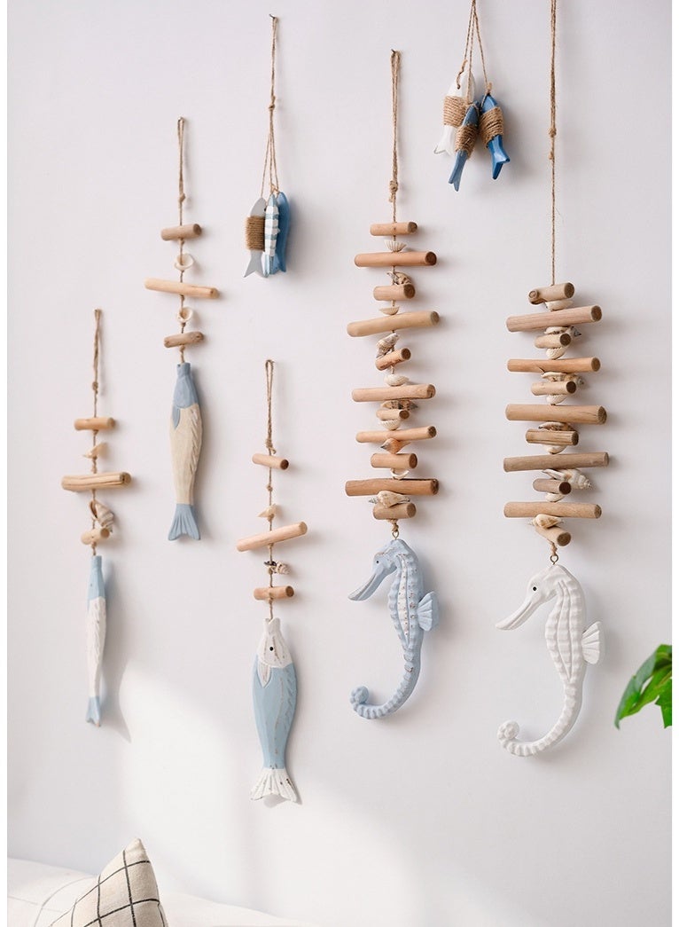 Creative Wooden Seashell Fish Pendant, Fish Ornament, Decorative Wall Hanging For Living Room And Bedroom - Image 5
