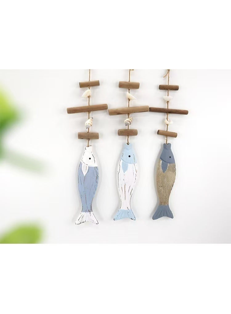 Creative Wooden Seashell Fish Pendant, Fish Ornament, Decorative Wall Hanging For Living Room And Bedroom - Image 2