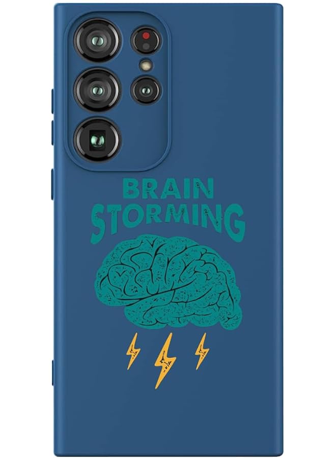 إيروريكس جراب واقٍ رفيع من السيليكون السائل مع حماية كاملة للجسم مضاد للخدش ومضاد للصدمات لهاتف Samsung Galaxy S24 Ultra أزرق Brain Stroming متعدد الألوان Mcplssgs24Ubluea081 - Image 1