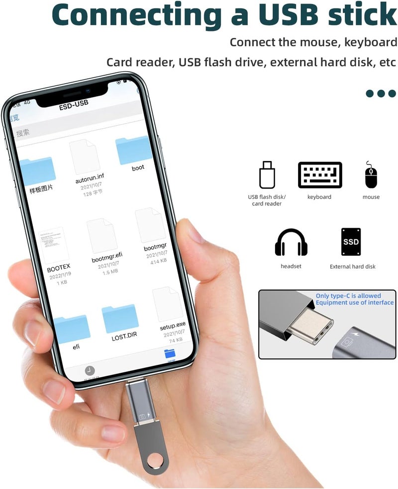 WASRUYI iPhone OTG Adapter USB C Female to Lightning Male(2Pack)Apple Charger Data Sync Dongle Type-c Camera Card Reader Flash Drive Keyboard Mouse U Disk Converter for 14 13 11 12 Pro Max Xr X Xs 8 7 Se Plus - Image 4