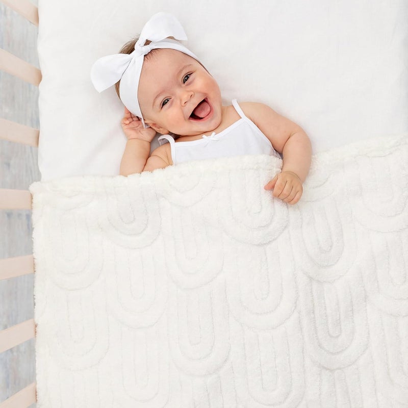 Americanflat 30x40 Jacquard Kids Throw Blanket - Soft and Breathable Mini Fleece Throw Blanket for Couch, Bed, Chair - Fleece Blankets Perfect for Home, Bedroom, or Outdoor - Rainbow Design in Cream - Image 4