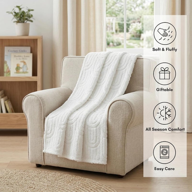 Americanflat 30x40 Jacquard Kids Throw Blanket - Soft and Breathable Mini Fleece Throw Blanket for Couch, Bed, Chair - Fleece Blankets Perfect for Home, Bedroom, or Outdoor - Rainbow Design in Cream - Image 5
