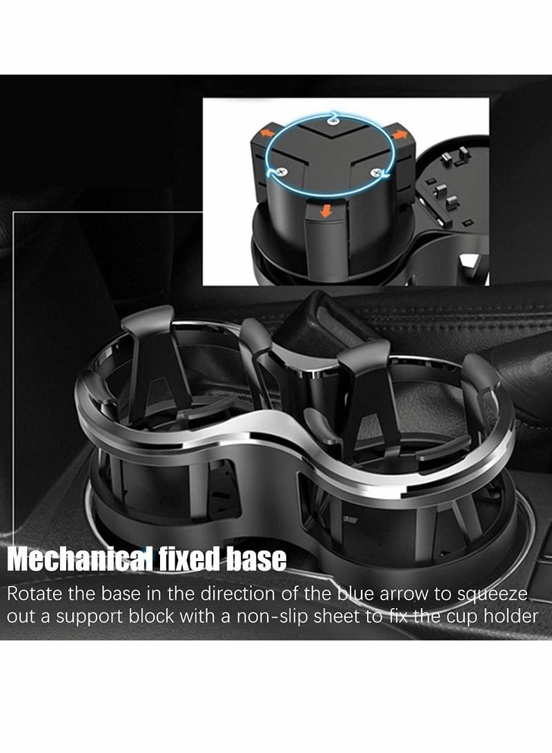 SYOSI Car Double-hole Water Cup Holder Multi-function Thermos Tea Cup Beverage Mobile Phone Holder with Adjustable Detachable Base Double-sided Tape Car Modification Accessories - Image 4