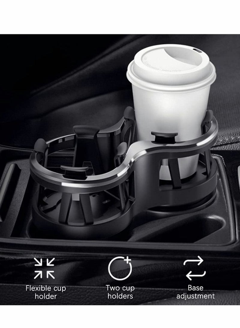 SYOSI Car Double-hole Water Cup Holder Multi-function Thermos Tea Cup Beverage Mobile Phone Holder with Adjustable Detachable Base Double-sided Tape Car Modification Accessories - Image 5