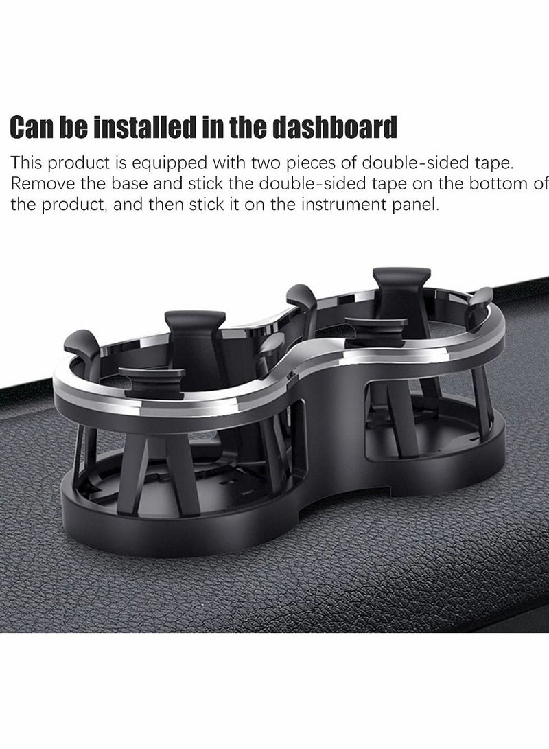 SYOSI Car Double-hole Water Cup Holder Multi-function Thermos Tea Cup Beverage Mobile Phone Holder with Adjustable Detachable Base Double-sided Tape Car Modification Accessories - Image 3