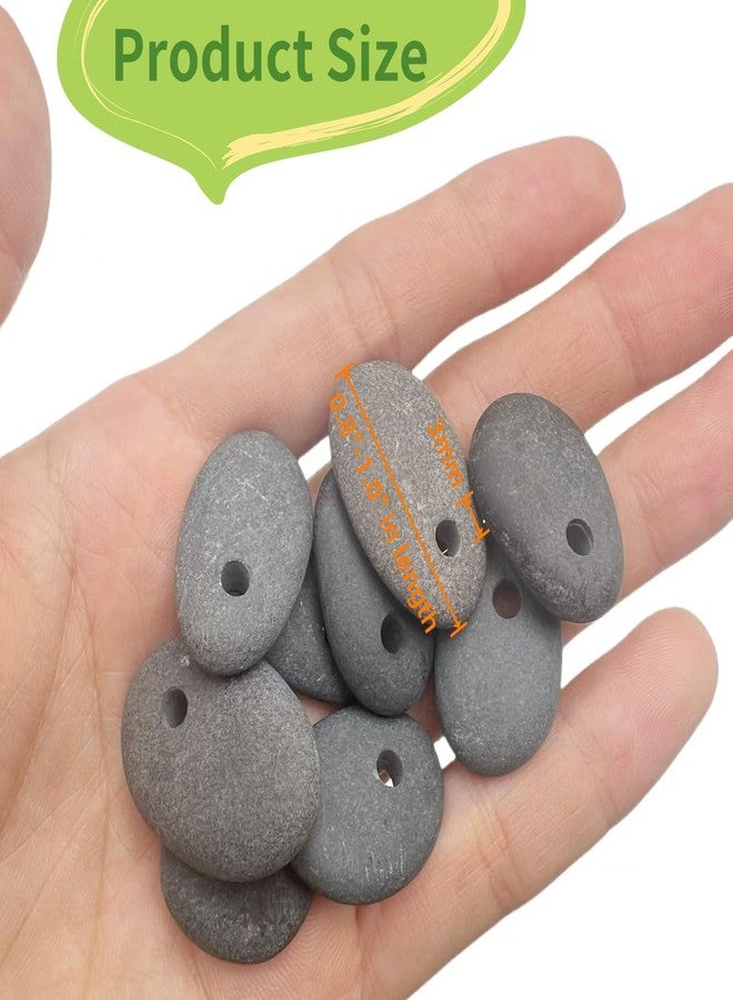 Lifetop Lifetip 10PCS Top Drilled Pebbles, 0.8"-1.0" Tiny Drilled River Stones, Rocks for Crafts,Painting,Pendants,Stone Beads - Image 2