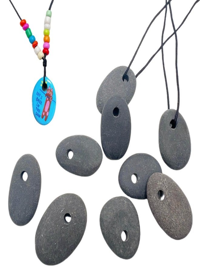 Lifetop Lifetip 10PCS Top Drilled Pebbles, 0.8"-1.0" Tiny Drilled River Stones, Rocks for Crafts,Painting,Pendants,Stone Beads - Image 1