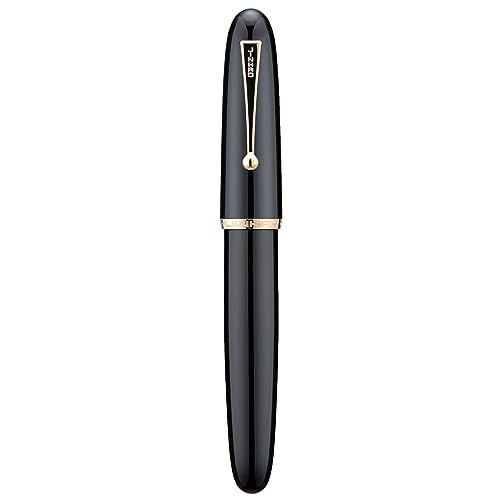 Wikult Jinhao 9019 DaDao Series Fountain Pen, Size 8 Medium Nib with Large Ink Converter, Piano Black Acrylic Design Smooth Writing Pen (Gold Trim) - Image 3