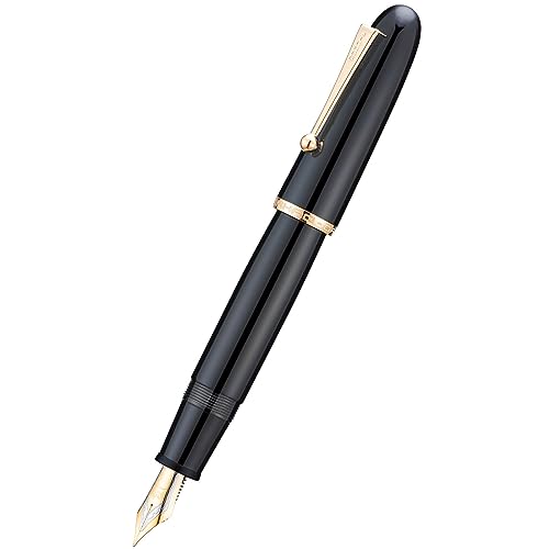 Wikult Jinhao 9019 DaDao Series Fountain Pen, Size 8 Medium Nib with Large Ink Converter, Piano Black Acrylic Design Smooth Writing Pen (Gold Trim) - Image 2