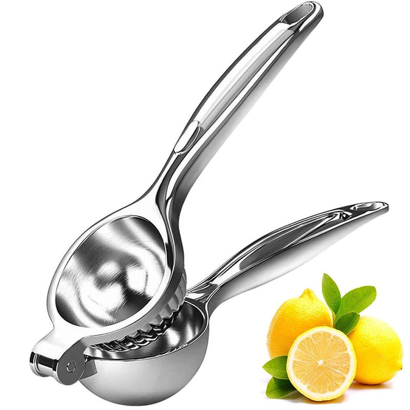 Lemon Squeezer Stainless Steel Manual Hand SqueezerLime Juicer Hand Citrus Press Juicer Metal  27 Extra Large Premium Quality Heavy Duty Solid Metal Bowl Silver