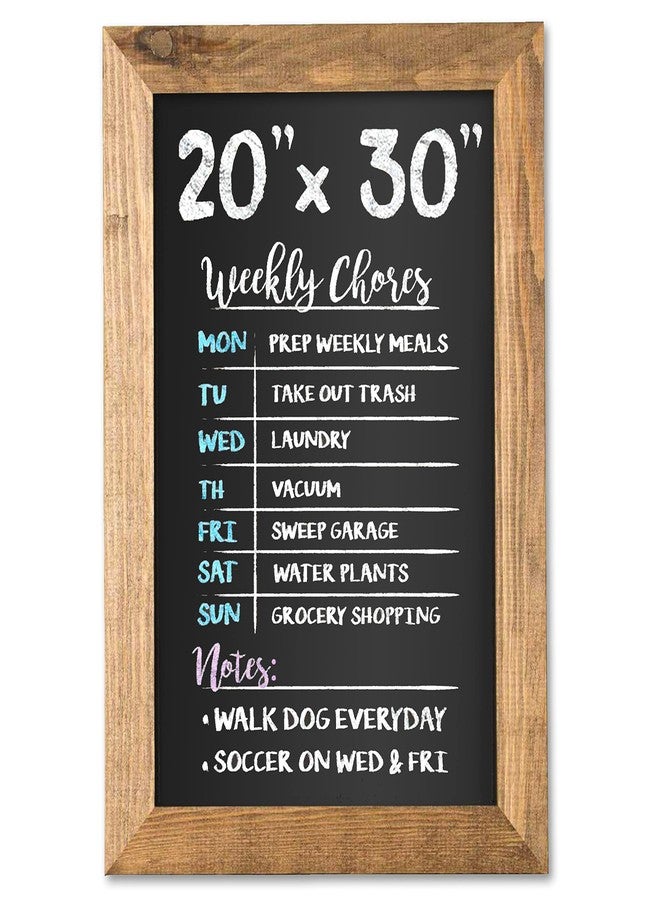 Ilyapa Rustic Wooden Magnetic Kitchen Chalkboard Sign - 20x30 Inch Brown Framed Wall Hanging Chalk Board for Farmhouse Decor, Wedding, Restaurant Menu - Image 1