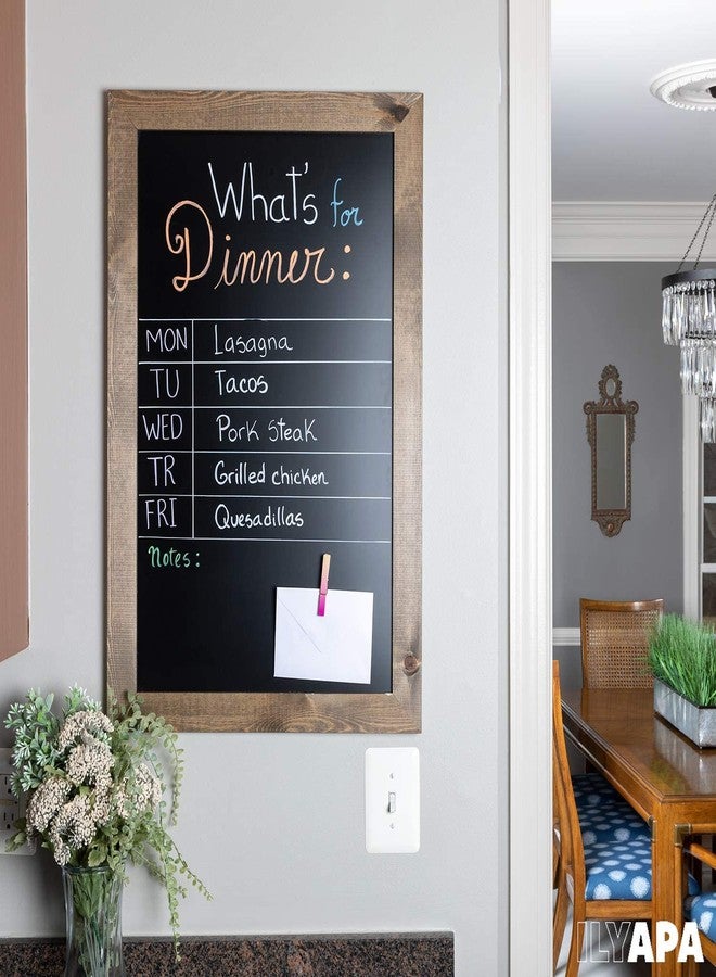 Ilyapa Rustic Wooden Magnetic Kitchen Chalkboard Sign - 20x30 Inch Brown Framed Wall Hanging Chalk Board for Farmhouse Decor, Wedding, Restaurant Menu - Image 5