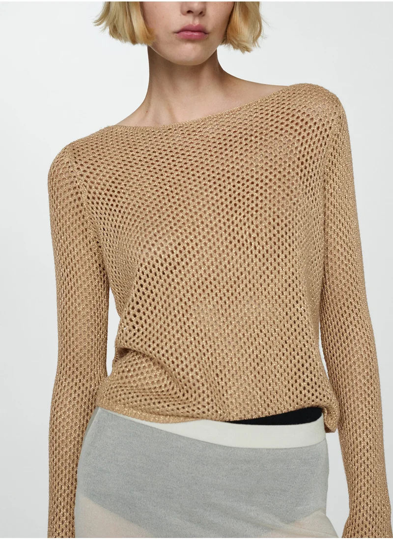 MANGO Openwork Lurex Sweater