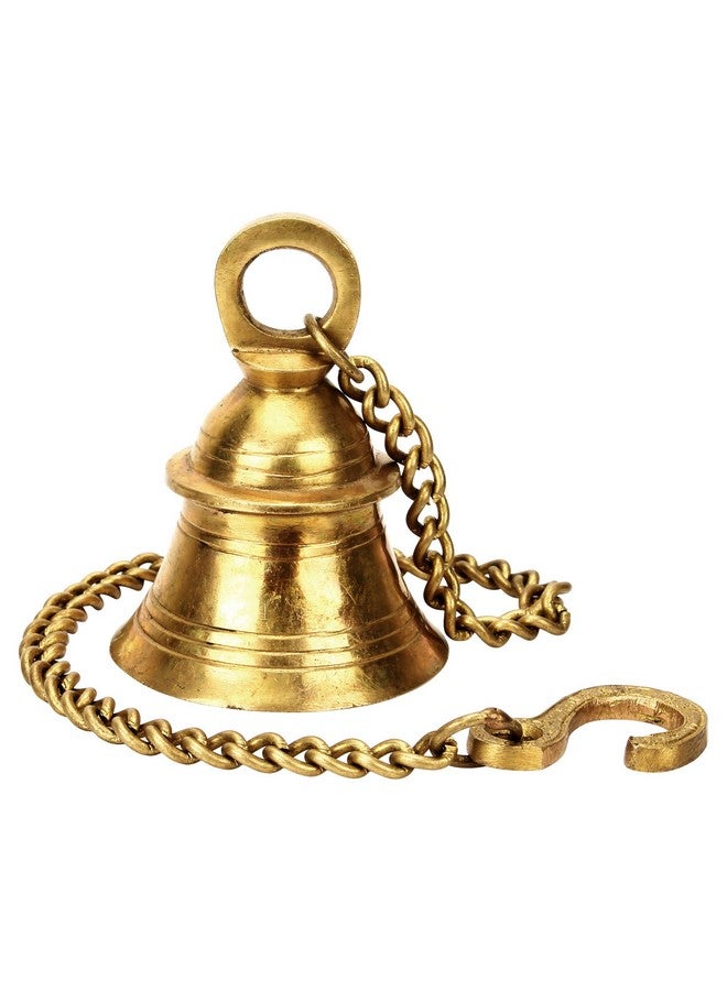 Kartique Brass Hanging Bell with Chain 20 Inch Hanging Length | Antique Golden Finish | Ideal for Temples, Home Decor, and Gifting - Image 3