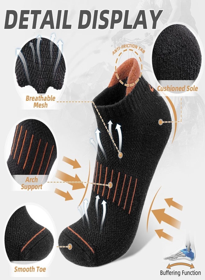Lapulas Merino Wool Ankle Hiking Running Socks for Men Women Breathable Compression Thick Athletic No Show Socks 6 Pairs, Black, M - Image 4