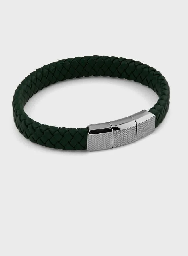 Lacoste Rokel Collection Leather Bracelet Green For Men - 2040284