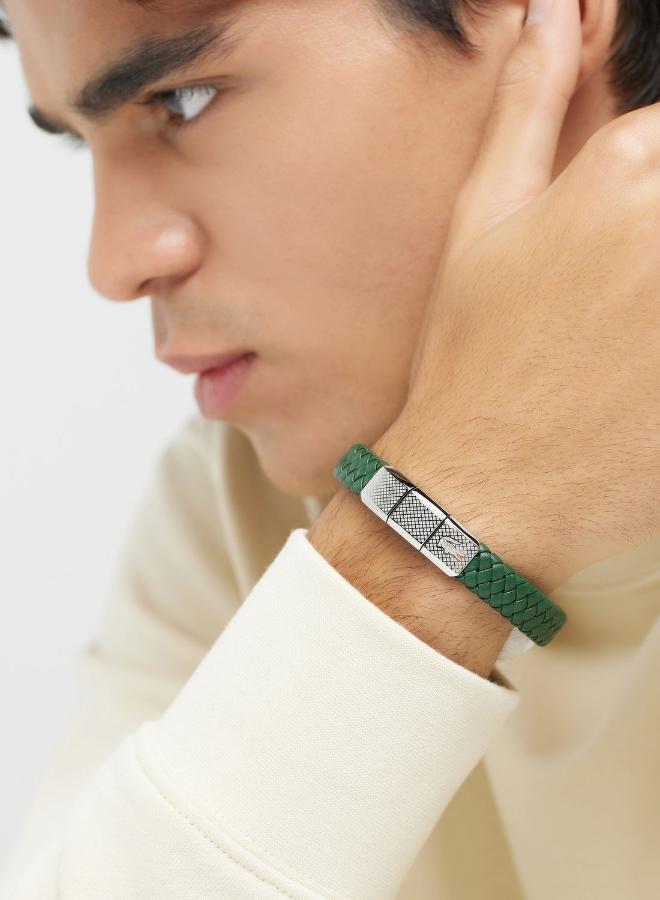 LACOSTE Rokel Collection Leather Bracelet Green For Men - 2040284 - Image 2