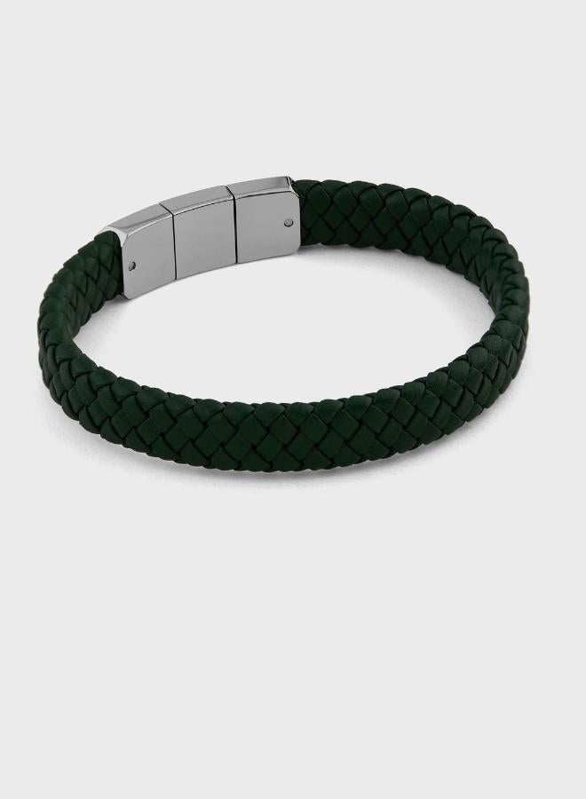 LACOSTE Rokel Collection Leather Bracelet Green For Men - 2040284 - Image 3