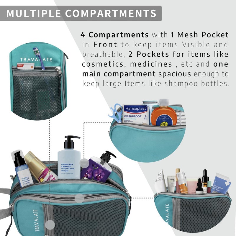 TRAVALATE Polyester Travel Solid 11 Cms Cosmetic Pouch (L_ABParent_Ocean Blue) - Image 3