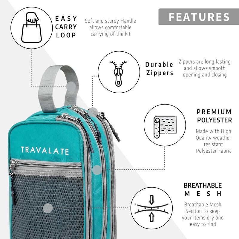TRAVALATE Polyester Travel Solid 11 Cms Cosmetic Pouch (L_ABParent_Ocean Blue) - Image 2