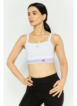 adidas By Stella McCartney Women Brand Logo Padded Training Sports Bra, White  - Image 1