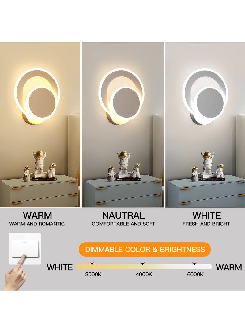 YATAI LIGHTING مصباح ديكور حائط حلقي LED من YATAI، مصباح ديكور حائط داخلي عصري بسيط، مصباح ديكور حائطي بجانب السرير بثلاثة ألوان قابلة للتعتيم لغرفة المعيشة وغرفة النوم والممر، 3000K-6000K، 13 وات  - Image 4
