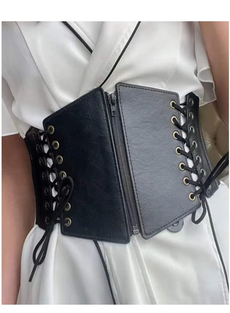 يا إلهي حزام واسع مع سحاب ورباط على الجانبين - Image 1