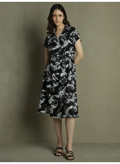 Dennis Lingo Leaf Print Shirt Dress