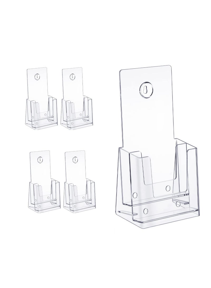 SOLARAE 5-Pack Clear Acrylic Brochure Holders - 4x8 inches, 2-Tier Plastic Literature Organizer, Countertop Flyer Display Stand - Image 1