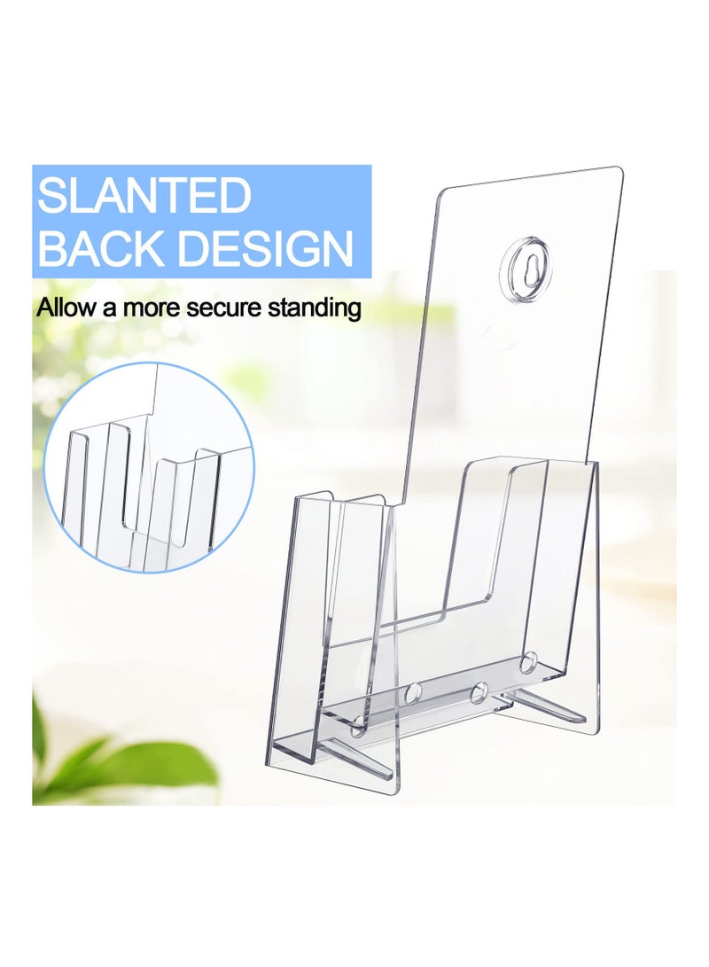 SOLARAE 5-Pack Clear Acrylic Brochure Holders - 4x8 inches, 2-Tier Plastic Literature Organizer, Countertop Flyer Display Stand - Image 3