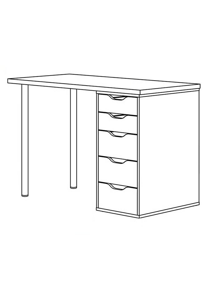 NKX Multifunctional Desk Table Form & office white Color with Multiple Drawers Fiber Board 120*50 cm - Image 3