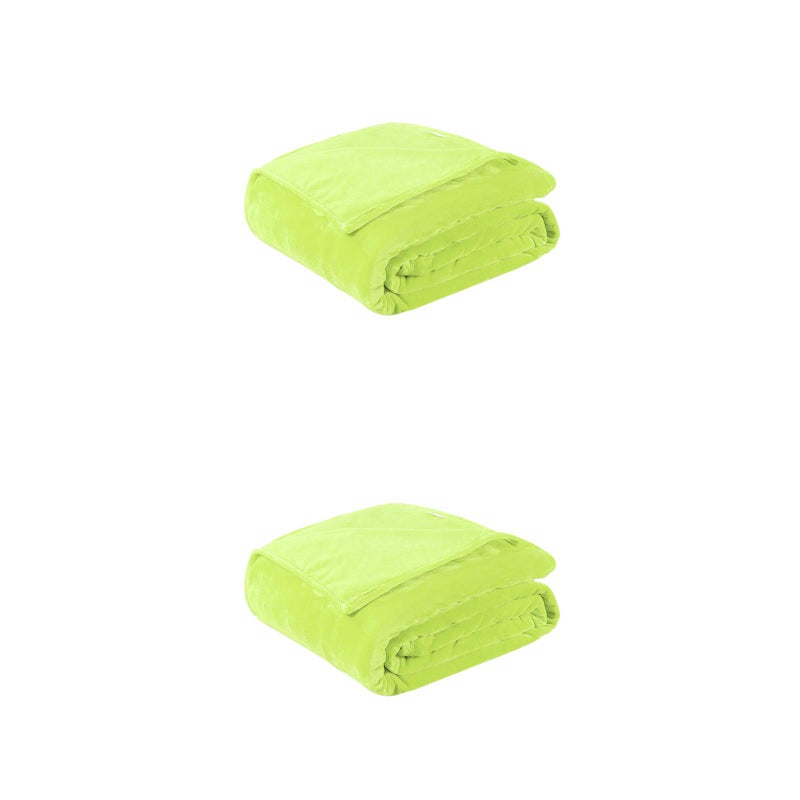 2pcs Thick Blankets Flannel Fleece Blanket Lightweight Warm Bed Blanket 70x100cm (Light Green) - Image 1