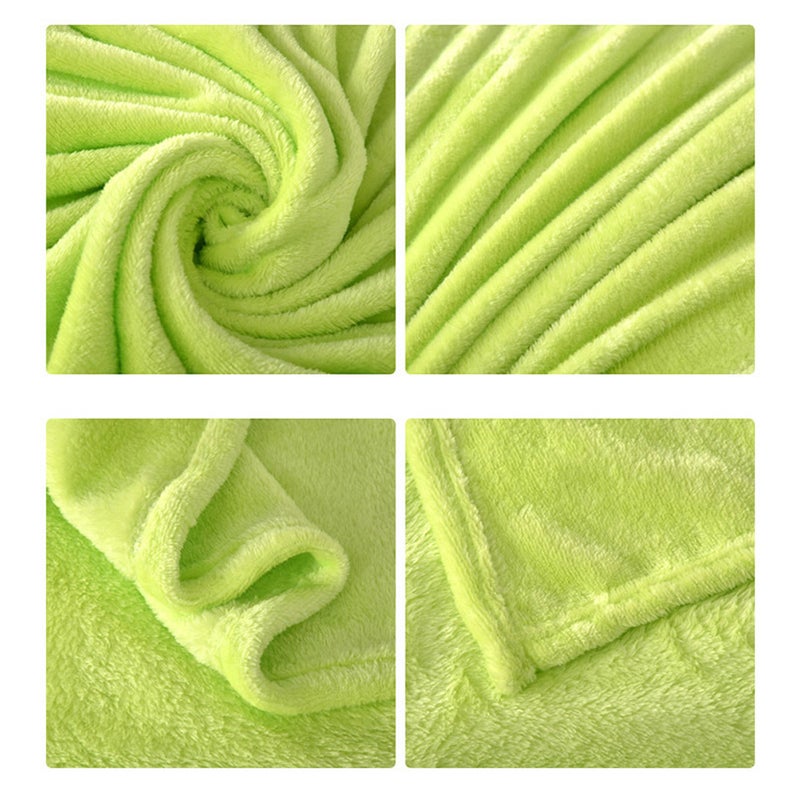 2pcs Thick Blankets Flannel Fleece Blanket Lightweight Warm Bed Blanket 70x100cm (Light Green) - Image 4