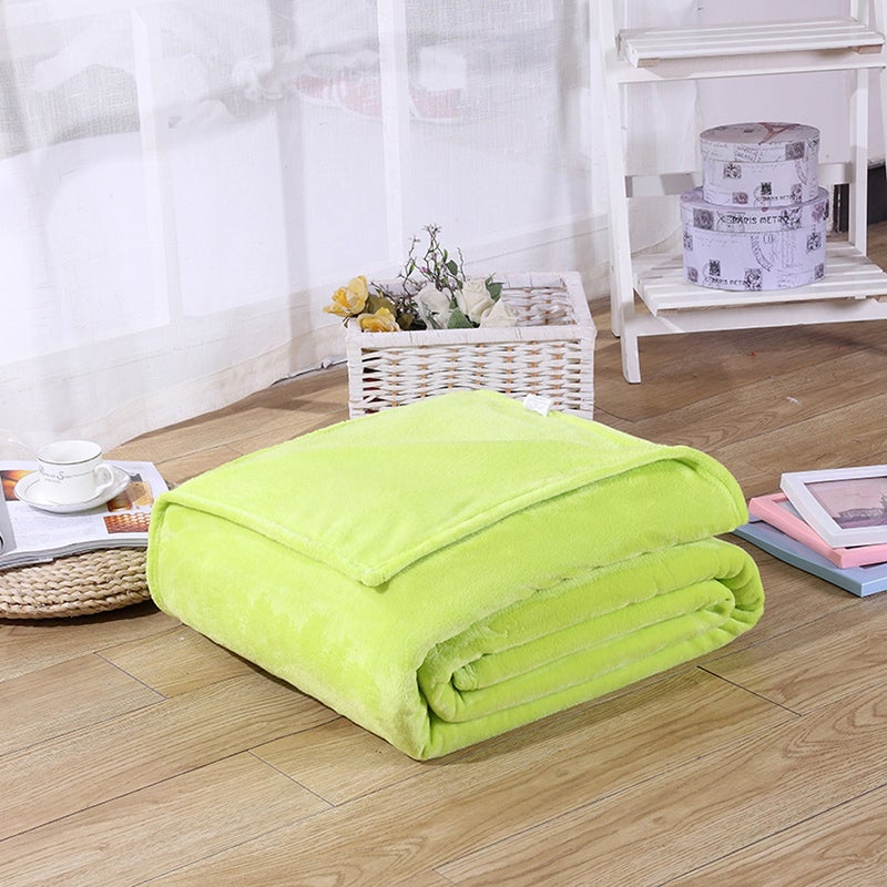 2pcs Thick Blankets Flannel Fleece Blanket Lightweight Warm Bed Blanket 70x100cm (Light Green) - Image 3