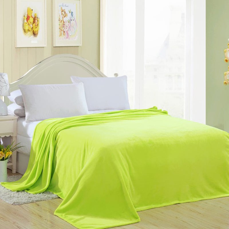 2pcs Thick Blankets Flannel Fleece Blanket Lightweight Warm Bed Blanket 70x100cm (Light Green) - Image 2