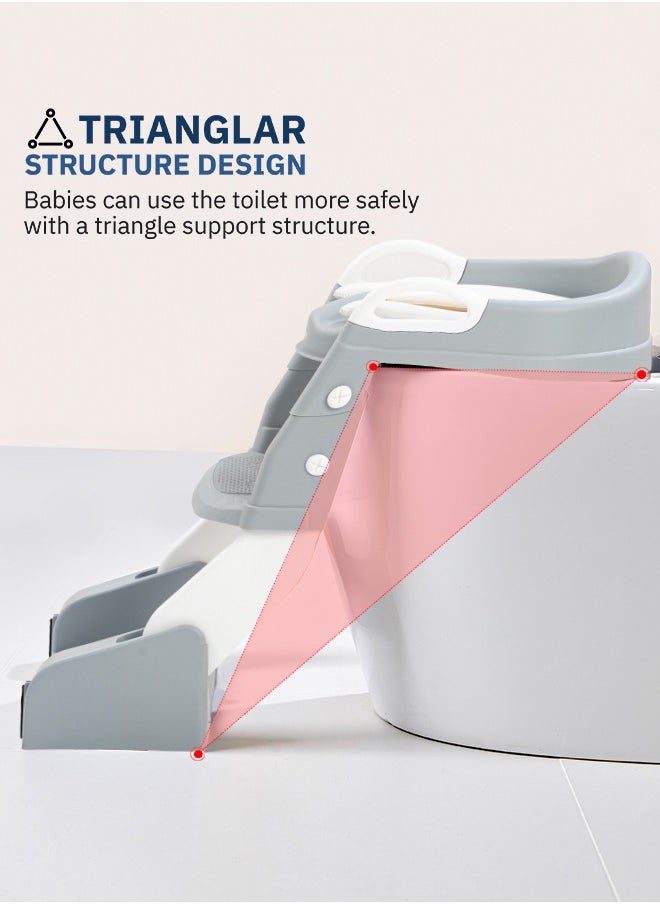BAYBEE - 3 In 1 Vega Western Toilet Training Potty Seat With Splash Guard, Handle, Ladder And Cushion, Grey - Image 1