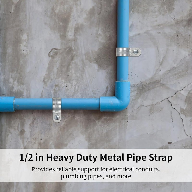 100 قطعة 1/2 بوصة مشابك أنابيب مجلفنة ثقيلة مع فتحة واحدة - Image 5