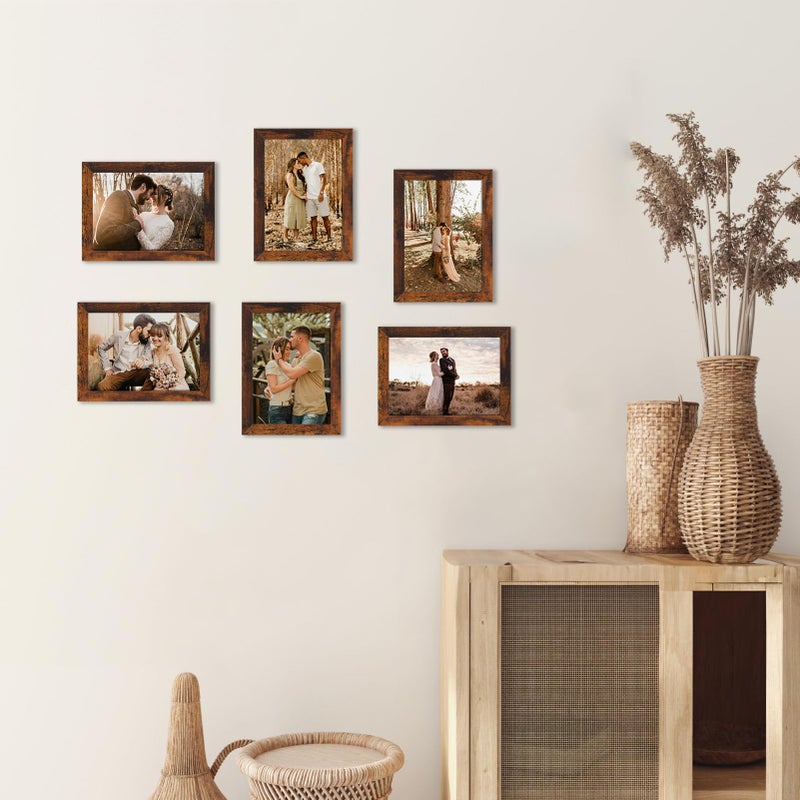 PETAFLOP Picture Frames 5x7 Bulk Set of 18, Wooden Brown Photo Frames Fits 5 by 7 for Wall or Tabletop Display - Image 3