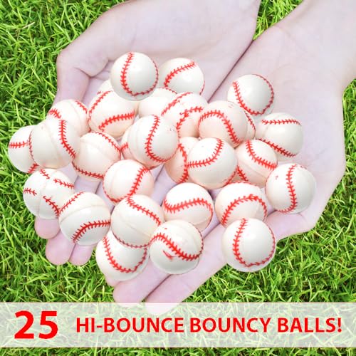 Kiddie Play 25 Bouncy Balls for Kids Party Favors Baseball Bouncy Ball 27mm Superball Small Rubber Balls for Kids - Image 5
